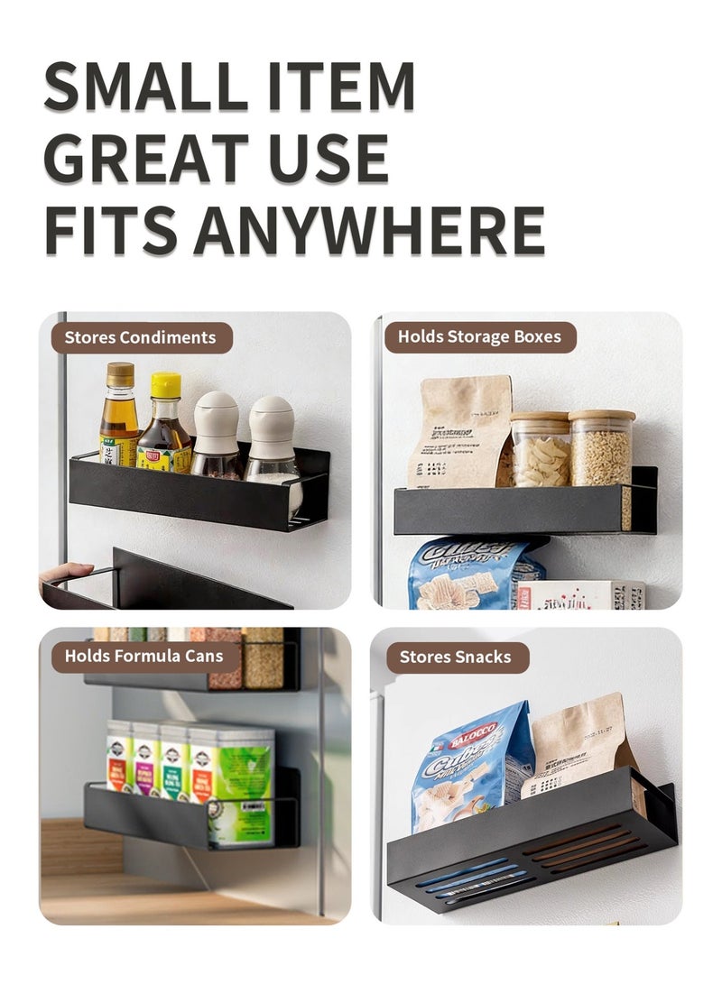 جيني جار حامل تخزين التوابل المغناطيسي المعدني المكون من 4 قطع للثلاجة والفرن، منظمات الثلاجة السوداء والتخزين - Image 3